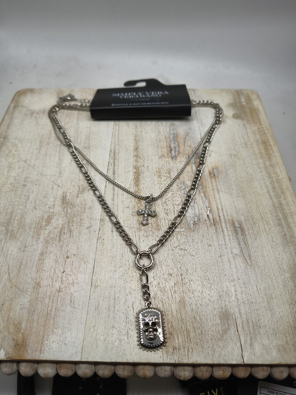 Simply Vera Vera Wang 2 Layer Skull/Cross Necklace